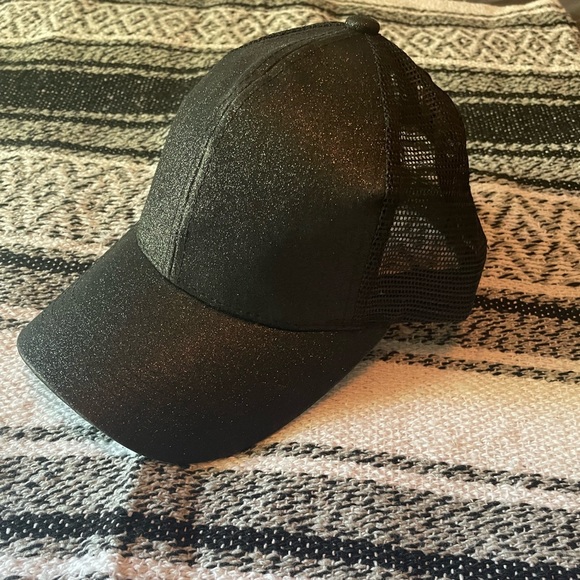 Accessories - Black CC Glitter Baseball Hat